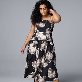 Plus Size Simply Vera Vera Wang Drop Waist Midi Dress