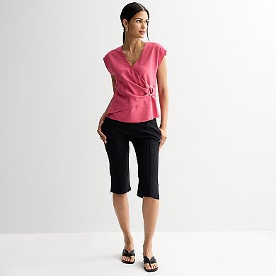 Women's Nine West Ruffled Trim Tie Wrap Blouse
