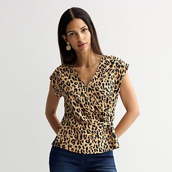 Women's Nine West Ruffled Trim Tie Wrap Blouse