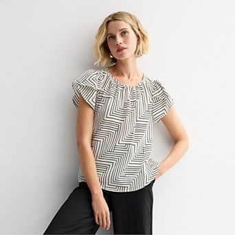 Petite Nine West Tulip Sleeve Blouse