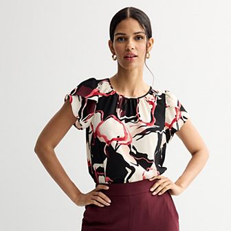 Petite Nine West Tulip Sleeve Blouse