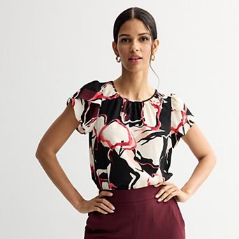 Petite Nine West Tulip Sleeve Blouse