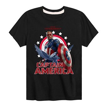 Boys 8-20 Marvel Captain America Brave New World Sam Wilson Portrait Graphic Tee