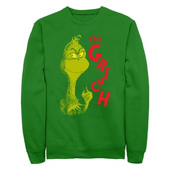 Men's Dr. Seuss The Grinch Mischievous Face Fleece Sweatshirt