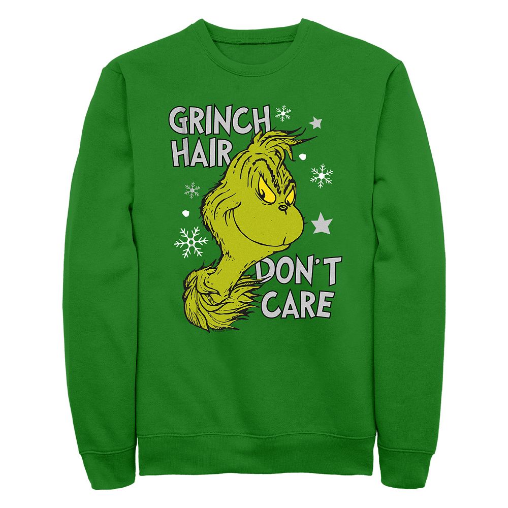 Men's Dr. Seuss Grinch Hair Don't Care Fleece Sweatshirt