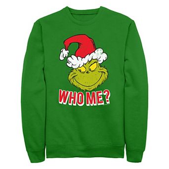 Men's Dr. Seuss Grinch Naughty Who Me Fleece Sweatshirt