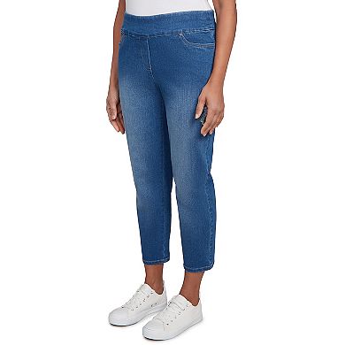 Women's Floral Vine Embroidered Denim Ankle Pants