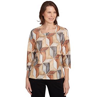 Petite Alfred Dunner Stained Glass Square Neck Top
