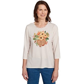 Petite Alfred Dunner Harvest Basket Top with Floral Design
