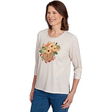 Petite Alfred Dunner Harvest Basket Top with Floral Design