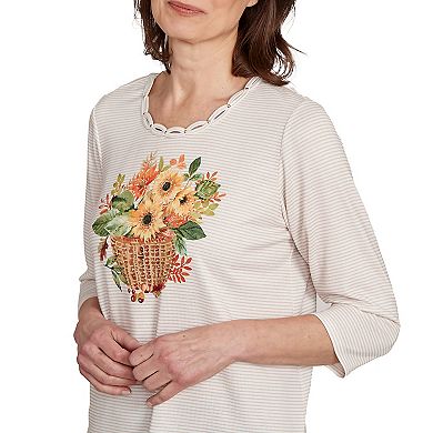 Petite Alfred Dunner Harvest Basket Top with Floral Design