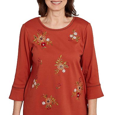 Petite Alfred Dunner Tossed Floral Flutter Sleeve Top