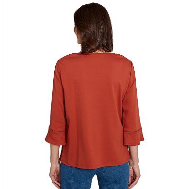 Petite Alfred Dunner Tossed Floral Flutter Sleeve Top