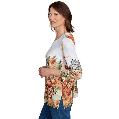 Petite Alfred Dunner Farm Landscape Harvest Top