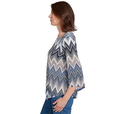 Petite Alfred Dunner Puff Print Textured Chevron Top