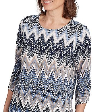 Petite Alfred Dunner Puff Print Textured Chevron Top