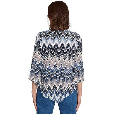 Petite Alfred Dunner Puff Print Textured Chevron Top