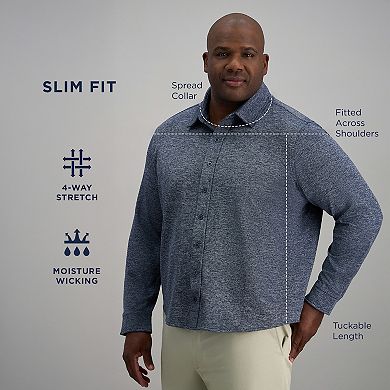 Big & Tall Haggar® Twill Knit Button-Down Shirt