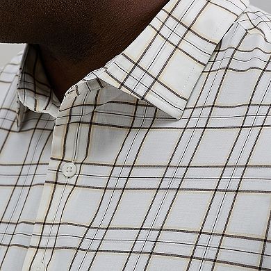 Big & Tall Haggar® Long Sleeve Performance Button-Down Plaid Shirt
