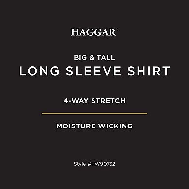 Big & Tall Haggar® Long Sleeve Performance Button-Down Plaid Shirt