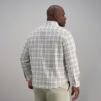 Big & Tall Haggar® Long Sleeve Performance Button-Down Plaid Shirt