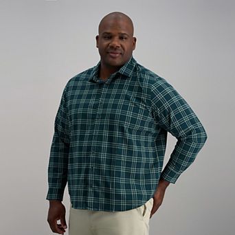 Big & Tall Haggar® Long Sleeve Performance Button-Down Plaid Shirt