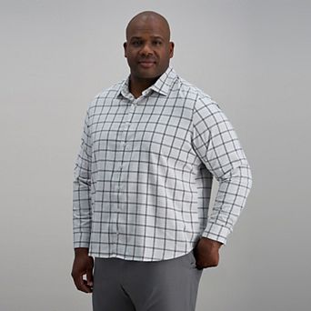 Big & Tall Haggar® Long Sleeve Performance Button-Down Plaid Shirt