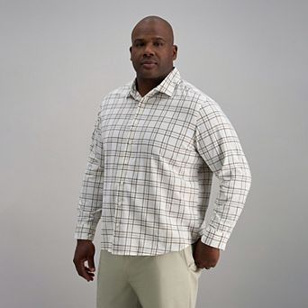 Big & Tall Haggar® Long Sleeve Performance Button-Down Plaid Shirt