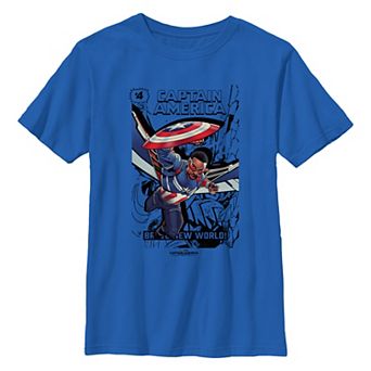 Boys 8-20 Marvel Captain America Brave New World Comic Book Style Graphic Tee