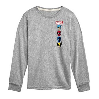 Boys 8-20 Marvel Oversized Left Chest Long Sleeve Graphic Tee