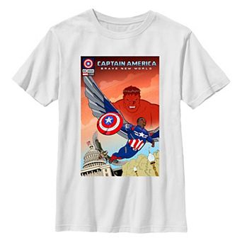 Boys 8-20 Marvel Captain America Brave New World Red Hulk Watching Graphic Tee