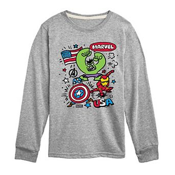 Boys 8-20 Marvel USA Sketch Long Sleeve Graphic Tee