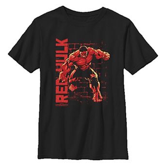Boys 8-20 Marvel Captain America Brave New World Red Hulk Brick Background Graphic Tee