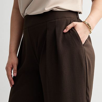 Plus Size Nine West Soft Pull-On Wide Leg Pants