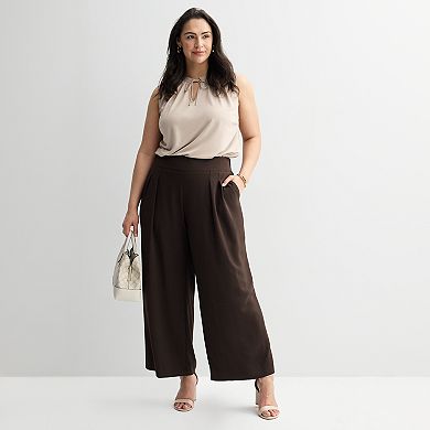 Plus Size Nine West Soft Pull-On Wide Leg Pants