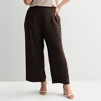 Plus Size Nine West Soft Pull-On Wide Leg Pants