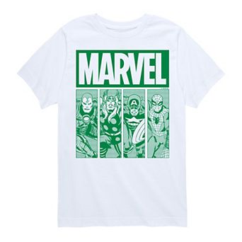 Boys 8-20 Marvel Heroes Green Grid Graphic Tee