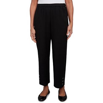 Petite Alfred Dunner Button Cuffed Elastic Waist Ankle Pants