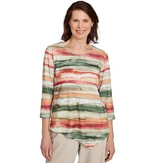 Petite Alfred Dunner Watercolor Stripe Top