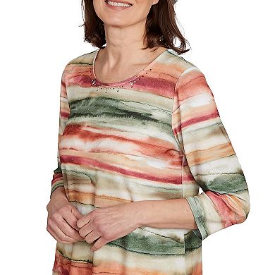 Petite Alfred Dunner Watercolor Stripe Top