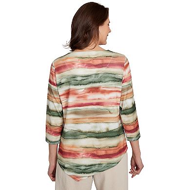 Petite Alfred Dunner Watercolor Stripe Top