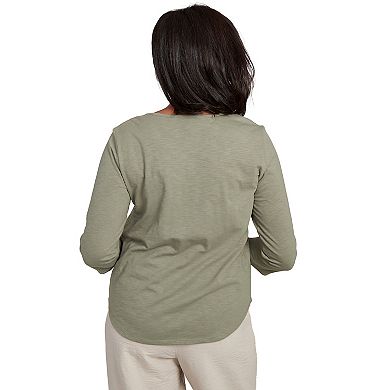 Petite Alfred Dunner Scattered Sequin Floral Neck Top