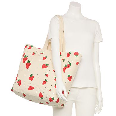 Printed Canvas Shopper Tote Bag