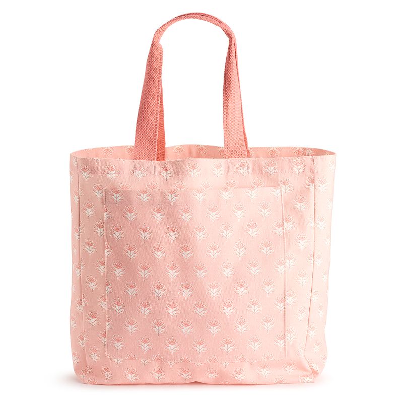 Printed Canvas Shopper Tote Bag, Pink