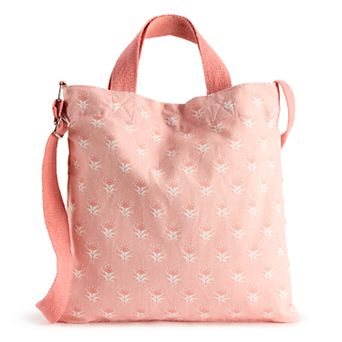 Patterned Crossbody Tote Bag