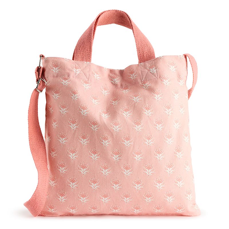 Patterned Crossbody Tote Bag, Pink