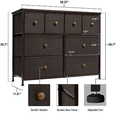 Sorbus 8 Drawers Storage Dresser For Bedroom, Closet, Office Organization - Steel Frame, Wood Top