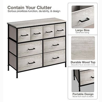 Sorbus 8 Drawers Storage Dresser For Bedroom, Closet, Office Organization - Steel Frame, Wood Top