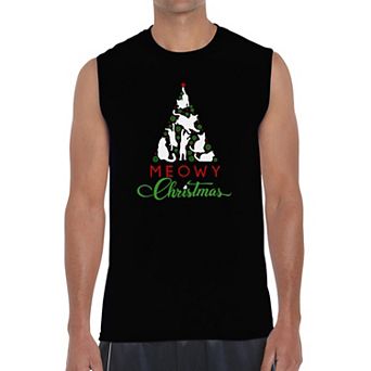 Meowy Christmas Tree - Men's Word Art Sleeveless T-shirt
