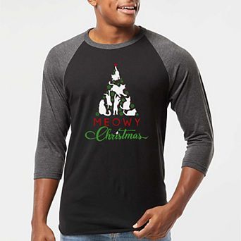 Meowy Christmas Tree - Men's Raglan Baseball Word Art T-shirt